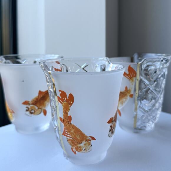 Seletti Hybrid Aglaura Glass Cups Koi Fish Asymmetrical Gold Trim Set Of 3 - Picture 1 of 12